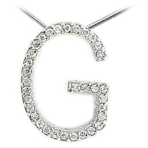 LOA258 - High-Polished 925 Sterling Silver Pendant with AAA Grade CZ in Clear