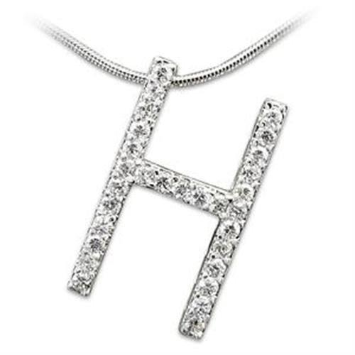 LOA259 - High-Polished 925 Sterling Silver Pendant with AAA Grade CZ in Clear
