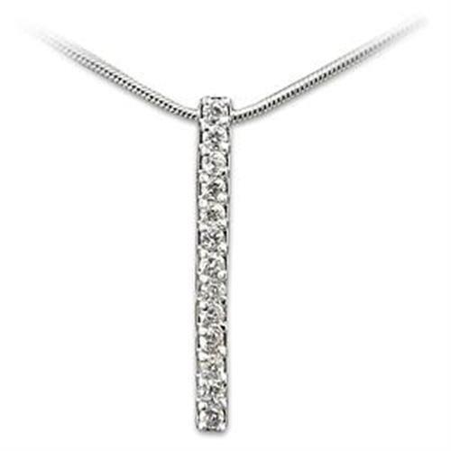 LOA260 - High-Polished 925 Sterling Silver Pendant with AAA Grade CZ in Clear