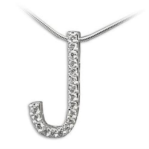 LOA261 - High-Polished 925 Sterling Silver Pendant with AAA Grade CZ in Clear