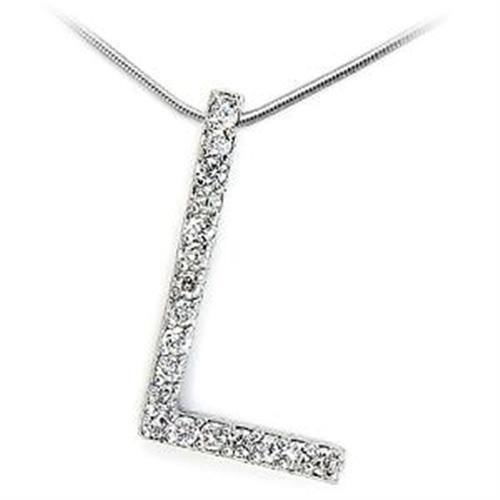 LOA262 - High-Polished 925 Sterling Silver Pendant with AAA Grade CZ in Clear