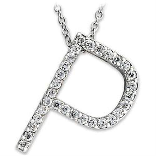 LOA263 - High-Polished 925 Sterling Silver Pendant with AAA Grade CZ in Clear