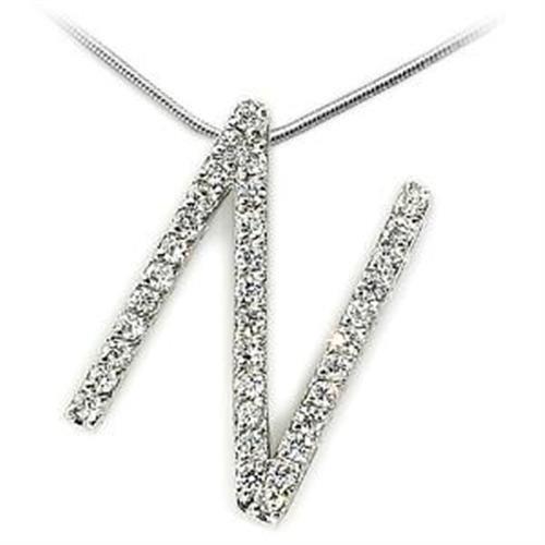 LOA268 - High-Polished 925 Sterling Silver Pendant with AAA Grade CZ in Clear