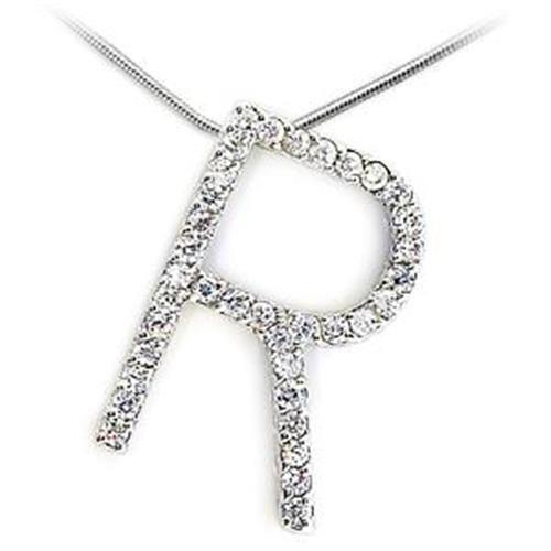 LOA269 - High-Polished 925 Sterling Silver Pendant with AAA Grade CZ in Clear