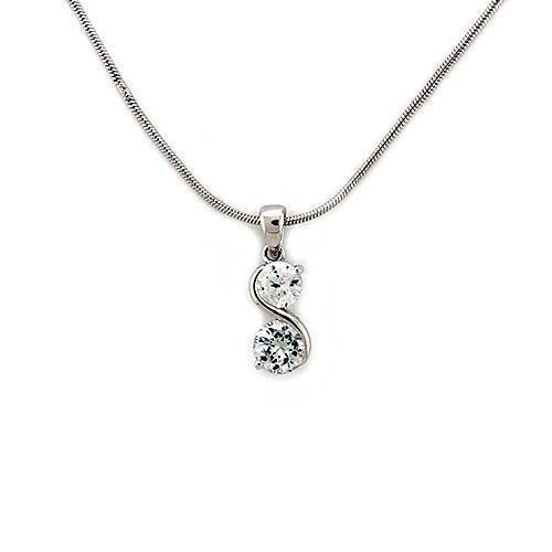 LOAS1321 - Rhodium 925 Sterling Silver Chain Pendant with AAA Grade CZ in Clear