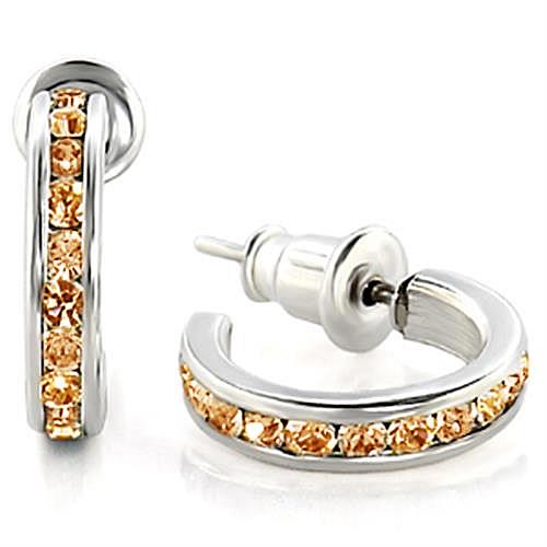 LOAS1349 - High-Polished 925 Sterling Silver Earrings with Top Grade Crystal in Topaz