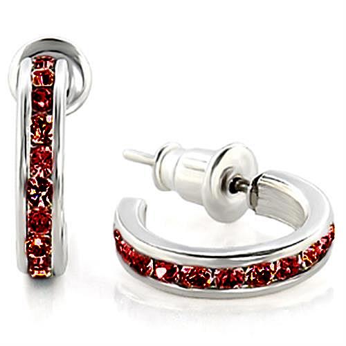 LOAS1352 - High-Polished 925 Sterling Silver Earrings with Top Grade Crystal in Garnet
