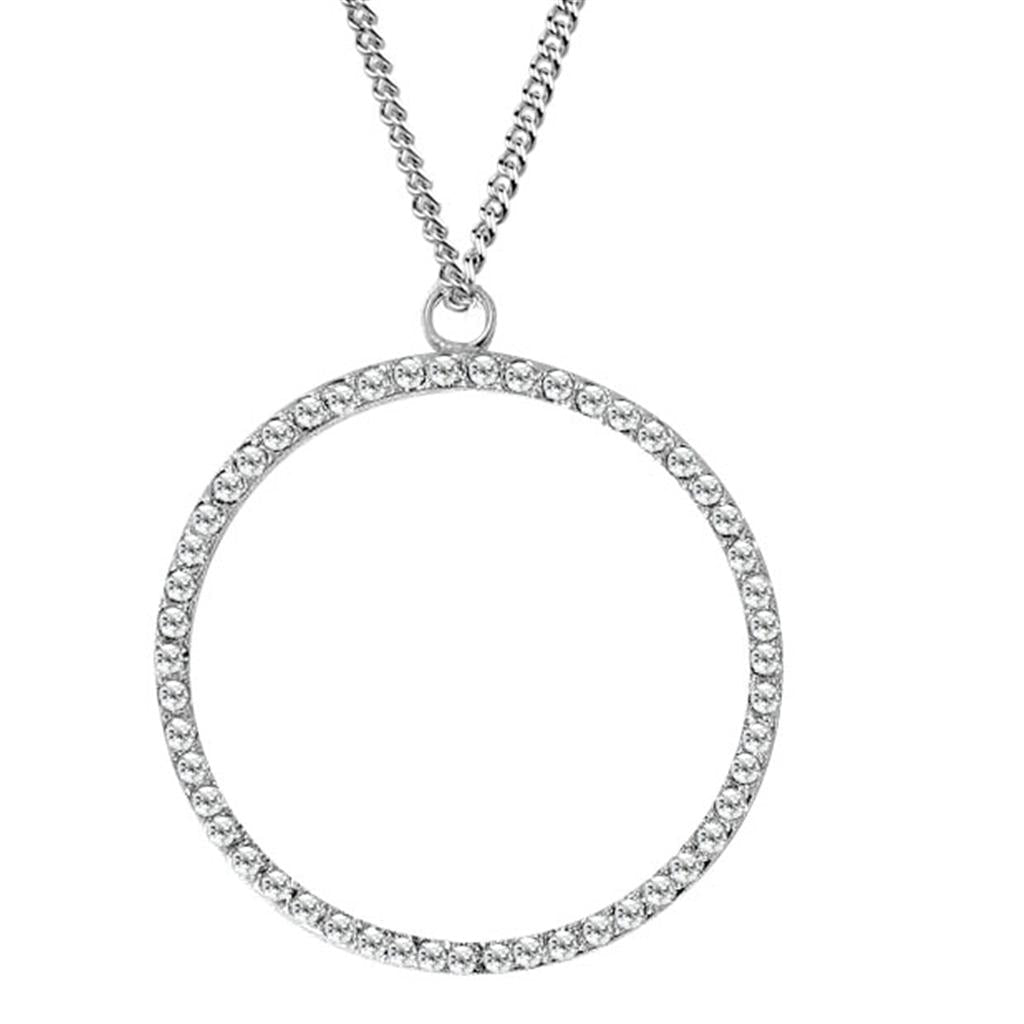 LOAS1357 - Rhodium Brass Pendant with AAA Grade CZ in Clear