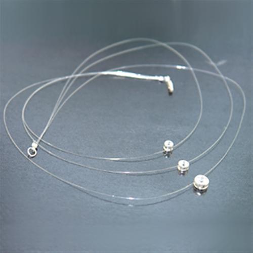 LOS002 - Silver 925 Sterling Silver Necklace with AAA Grade CZ in Clear
