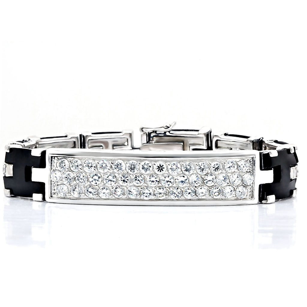 LOS413 - Rhodium 925 Sterling Silver Bracelet with AAA Grade CZ in Clear