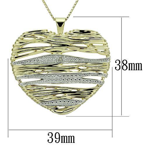 LOS599 - Gold+Rhodium 925 Sterling Silver Necklace with AAA Grade CZ in Clear