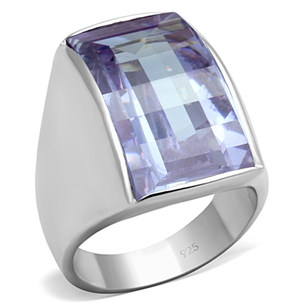 LOS692 - Silver 925 Sterling Silver Ring with AAA Grade CZ in Light Amethyst