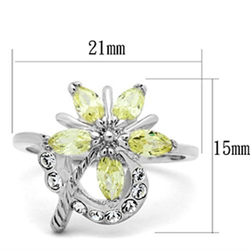SS013 - Silver 925 Sterling Silver Ring with AAA Grade CZ in Apple Green color