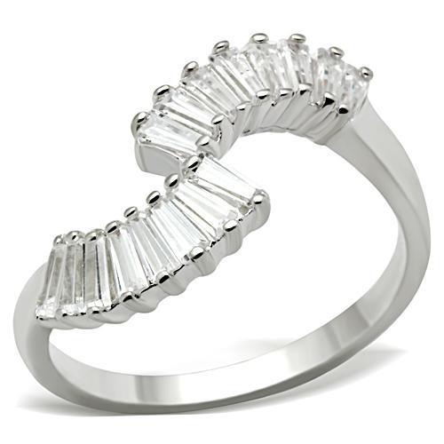 SS047 - Silver 925 Sterling Silver Ring with AAA Grade CZ in Clear