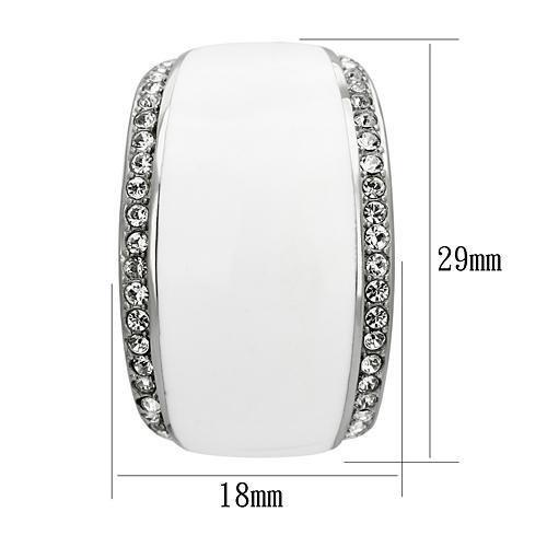 TK1046 - High polished (no plating) Stainless Steel Earrings with Top Grade Crystal in Clear