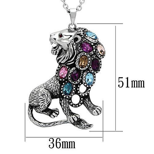 TK1125 - High polished (no plating) Stainless Steel Chain Pendant with Top Grade Crystal in Multi Color