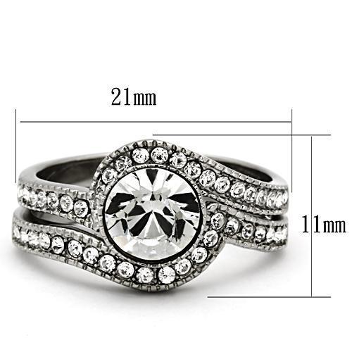 TK1155 - High polished (no plating) Stainless Steel Ring with Top Grade Crystal in Clear