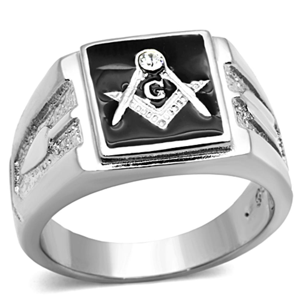 TK1158 - High polished (no plating) Stainless Steel Ring with Top Grade Crystal in Clear