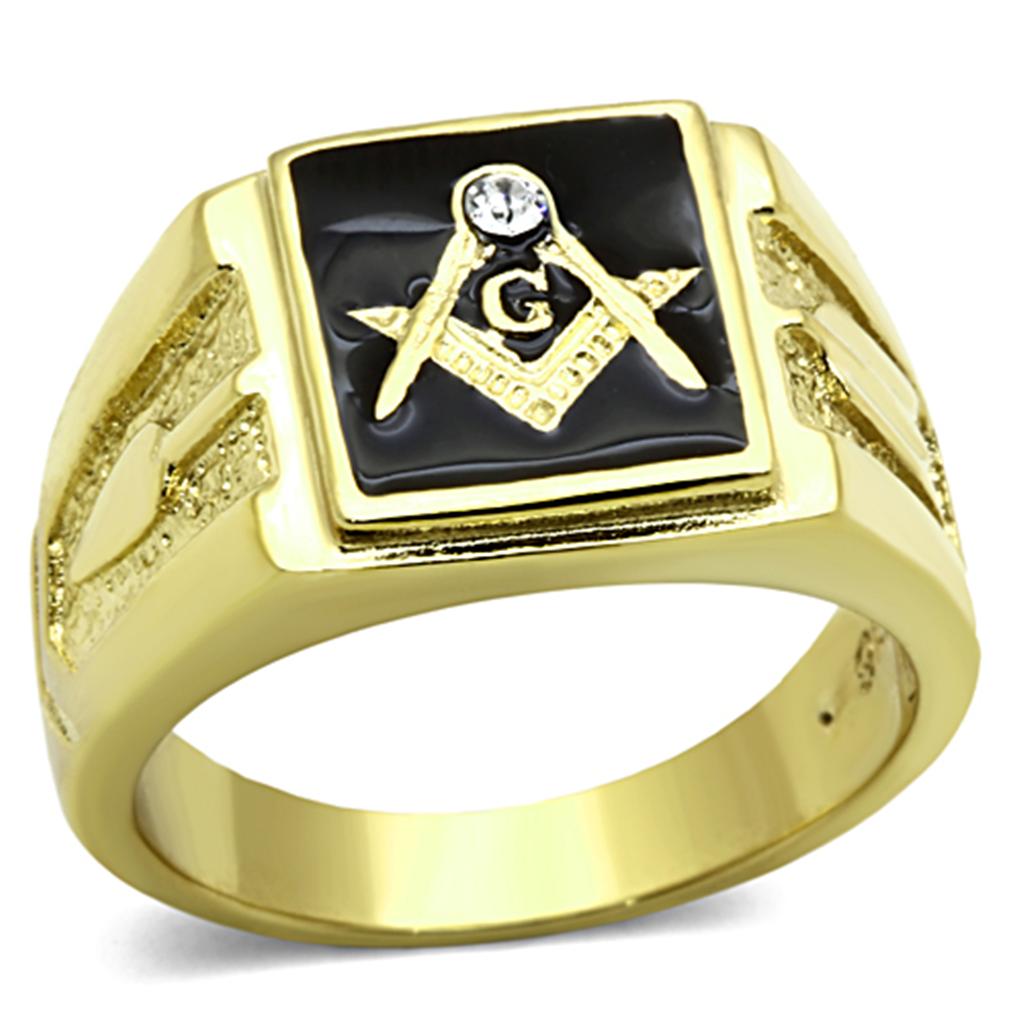 TK1159 - IP Gold(Ion Plating) Stainless Steel Ring with Top Grade Crystal in Clear