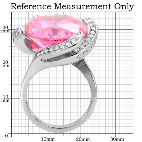 TK117 - High polished (no plating) Stainless Steel Ring with AAA Grade CZ in Rose