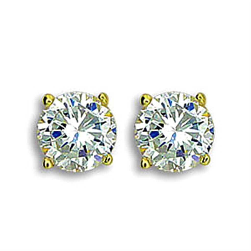 TK1504 - IP Gold(Ion Plating) Stainless Steel Earrings with AAA Grade CZ in Clear
