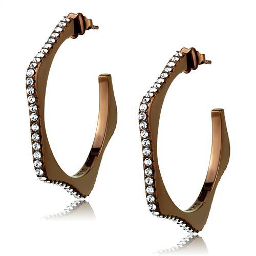 TK2714 - IP Coffee light Stainless Steel Earrings with Top Grade Crystal in Clear