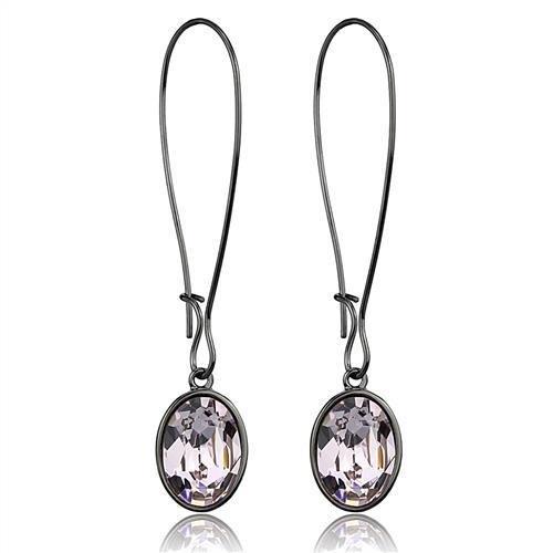 TK2719 - IP Light Black (IP Gun) Stainless Steel Earrings with Top Grade Crystal in Light Peach
