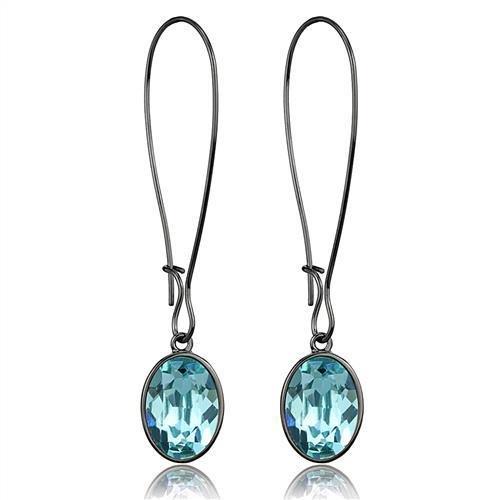TK2720 - IP Light Black (IP Gun) Stainless Steel Earrings with Top Grade Crystal in Sea Blue