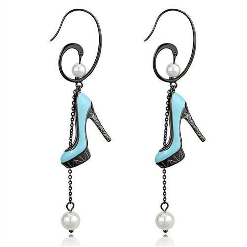 TK2721 - IP Light Black (IP Gun) Stainless Steel Earrings with Synthetic Pearl in White