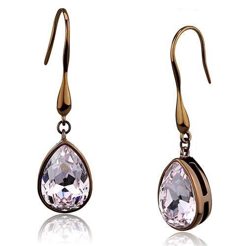 TK2727 - IP Coffee light Stainless Steel Earrings with Top Grade Crystal in Light Peach