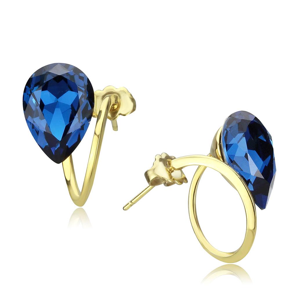 TK3648 - IP Gold(Ion Plating) Stainless Steel Earrings with Top Grade Crystal in Montana