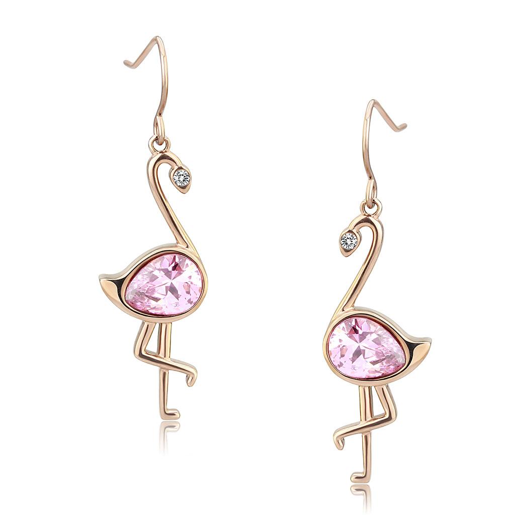 TK3663 - IP Rose Gold(Ion Plating) Stainless Steel Earrings with AAA Grade CZ in Rose