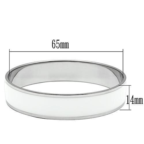TK532 - High polished (no plating) Stainless Steel Bangle with Epoxy in White