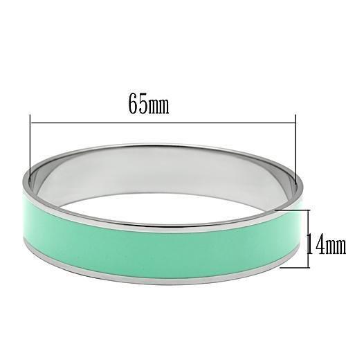 TK533 - High polished (no plating) Stainless Steel Bangle with Epoxy in Aquamarine