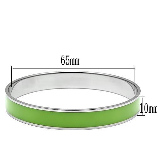 TK535 - High polished (no plating) Stainless Steel Bangle with Epoxy in Emerald