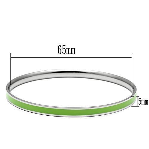 TK539 - High polished (no plating) Stainless Steel Bangle with Epoxy in Emerald