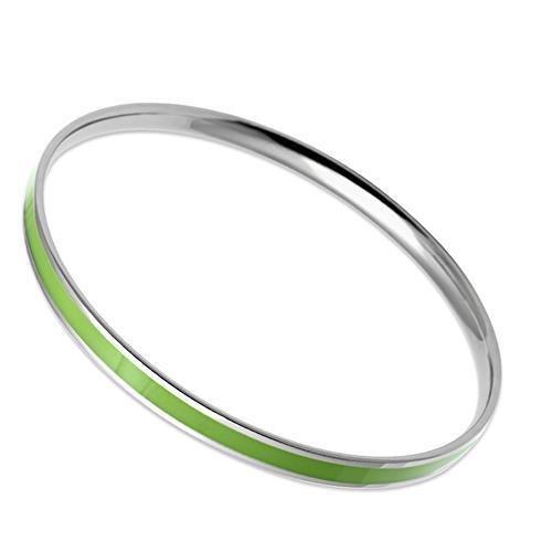TK539 - High polished (no plating) Stainless Steel Bangle with Epoxy in Emerald
