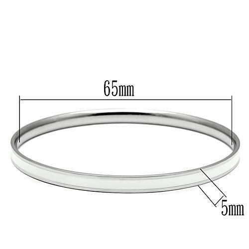 TK540 - High polished (no plating) Stainless Steel Bangle with Epoxy in White