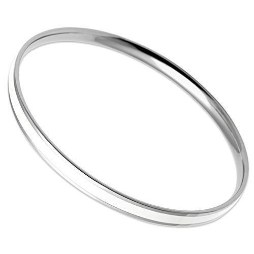 TK540 - High polished (no plating) Stainless Steel Bangle with Epoxy in White