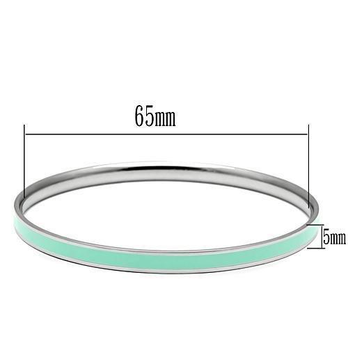 TK541 - High polished (no plating) Stainless Steel Bangle with Epoxy in Aquamarine