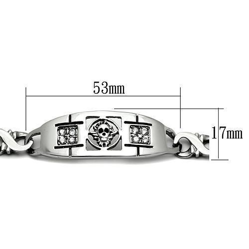 TK574 - High polished (no plating) Stainless Steel Bracelet with AAA Grade CZ in Clear