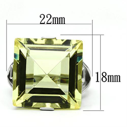 TK649 - High polished (no plating) Stainless Steel Ring with Top Grade Crystal in Citrine Yellow