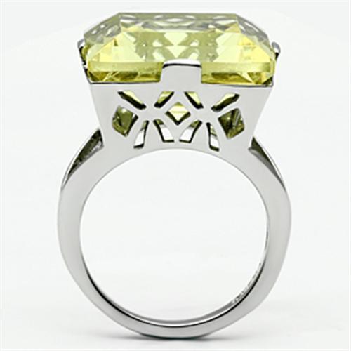 TK649 - High polished (no plating) Stainless Steel Ring with Top Grade Crystal in Citrine Yellow