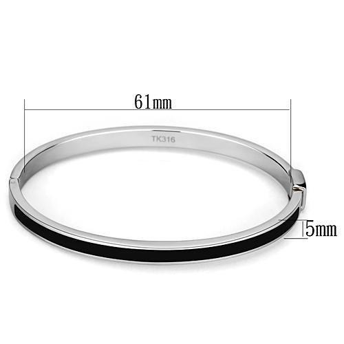 TK741 - High polished (no plating) Stainless Steel Bangle with Epoxy in Jet