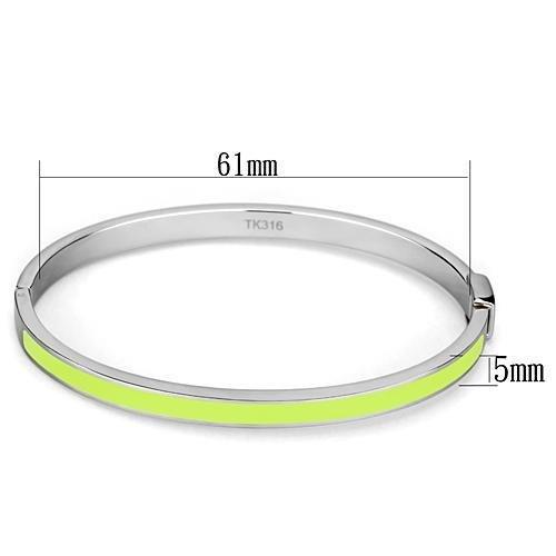 TK746 - High polished (no plating) Stainless Steel Bangle with Epoxy in Apple Green color