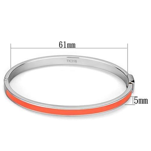 TK748 - High polished (no plating) Stainless Steel Bangle with Epoxy in Orange