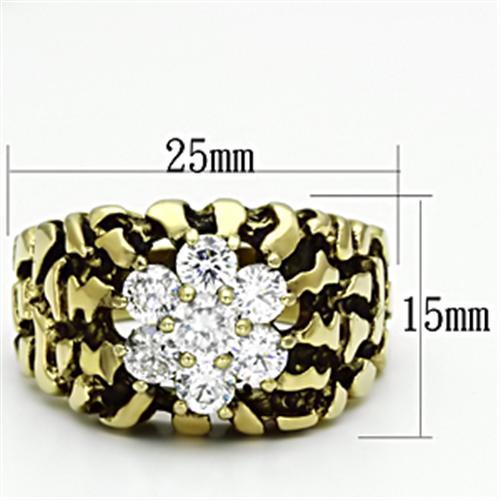 TK771 - IP Gold(Ion Plating) Stainless Steel Ring with AAA Grade CZ in Clear
