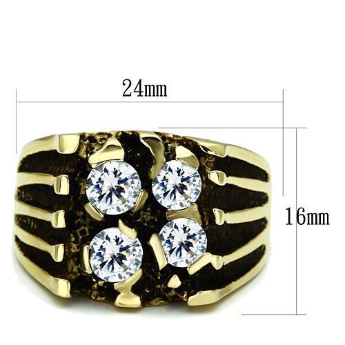TK772 - IP Gold(Ion Plating) Stainless Steel Ring with AAA Grade CZ in Clear