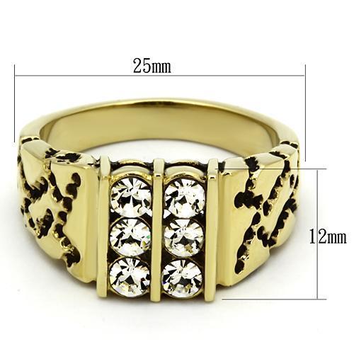TK774 - IP Gold(Ion Plating) Stainless Steel Ring with Top Grade Crystal in Clear