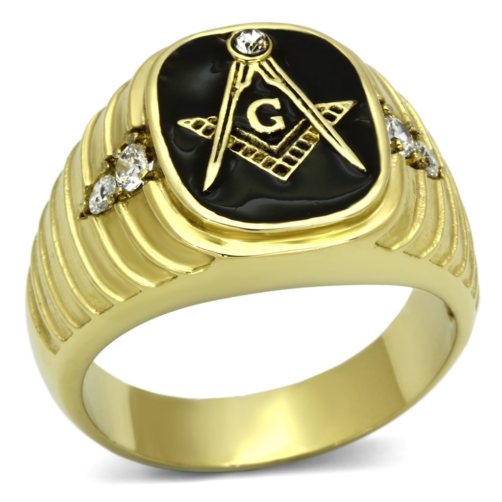 TK776 - IP Gold(Ion Plating) Stainless Steel Ring with Top Grade Crystal in Clear